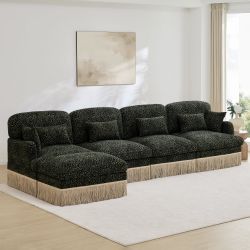 eBay Tucson 131" Modern Chenille L-Shaped Sectional Sofa with Ottoman