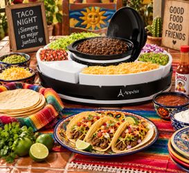 🌮 NEW APPÉTIT HEATED TACO SERVING SET – 360° LAZY SUSAN