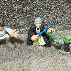 Star Wars Galactic Heroes Playskool Jedi Yoda Luke Skywalker Obi wan lot of 3