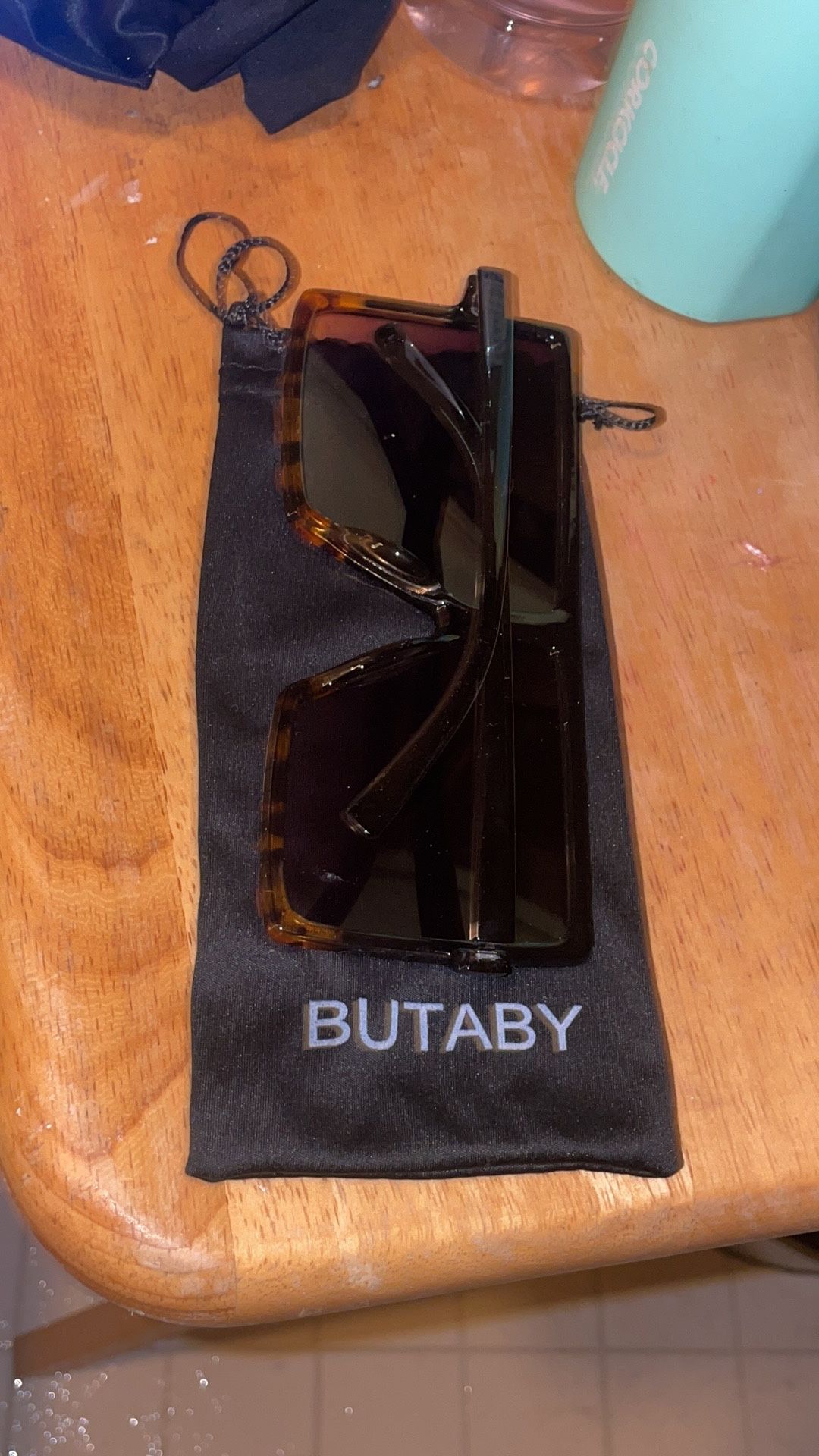 Oversized Fashion Wear Sunglasses Black Animal Print Square Frame BY BUTABY with carrying bag