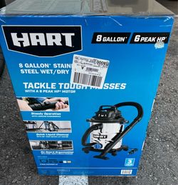 HART 8 Gallon Wet/Dry Vacuum, 6 Peak HP Motor
