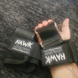 HAWK Sports Weightlifting Hooks with Wrist Straps for Men & Women Black Padded