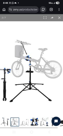 Heavy-Duty Bike Stand, 66 lbs Capacity Foldable Bicycle Maintenance Rack with 32.8"-56.6" Adjustable Height and Magnetic Tool Tray