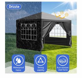 Outdoor Party Tent, Patio Canopy Tent Gazebo with Removable Sidewalls Instant Event Tent for Cater Events Wedding Birthday Pavilion Beach BBQ (10'x10'