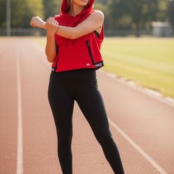 Infinite Performance Sleeveless Hoodie Unisex Size Small Workout Gym Red Zip Pocket.