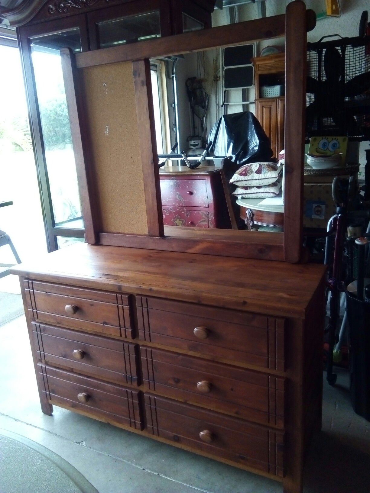 Solid wood 6 Drawer dresser with mirror