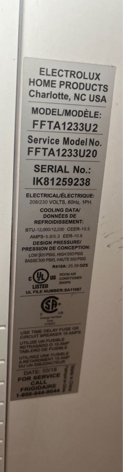 Frigidaire 12,000 BTU Through the Wall Air Conditioner