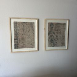 Framed Neutral Textile Wall Art – Set of 2