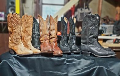 Lot of 4 Pairs Leather Cowboy Boots