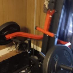 Wieght bench and (2) 45 weight rubber plates perfect condition 