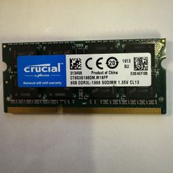 💻 Crucial 8GB DDR3L-1866 SO-DIMM (CT8G3S186DM.M16FP) 1.35V Laptop / Mini PC Memory – New/Open Box