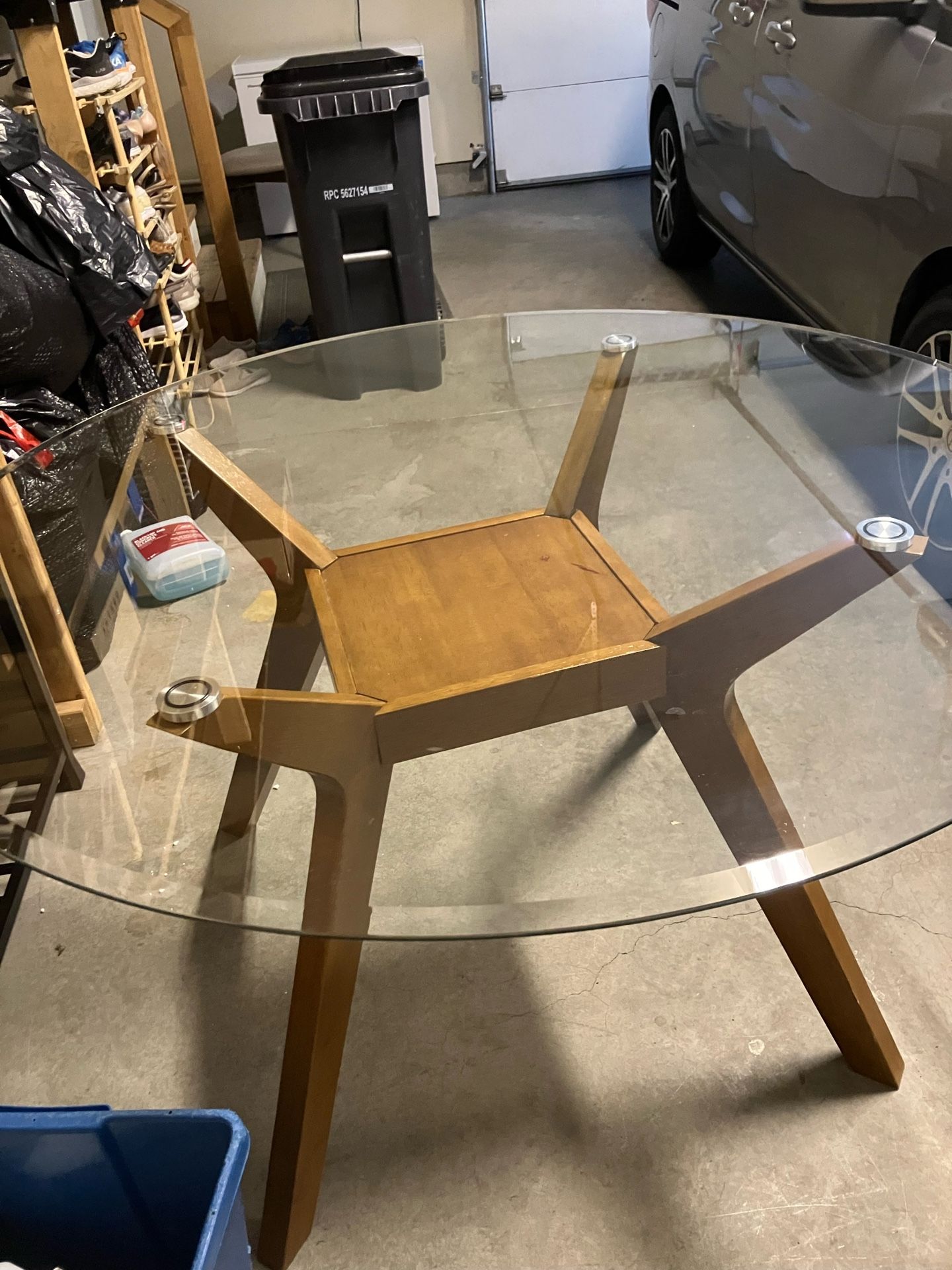Mid Century Modern Glass Top Table 48 Inch