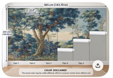 Blue Forest Peel and Stick Wallpaper Woodland Landscape Wall Mural 145.7” x 100” - New in Package