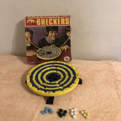 Vintage 1971 Schaper Stadium Checkers Complete With Glass Marbles