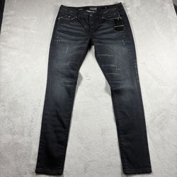 Affliction Raquel Modern 3D Jeans Women’s Size 32 Black Chrome Grunge NWT #3D