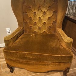 Rust Colored Vintage Wingback Chair 