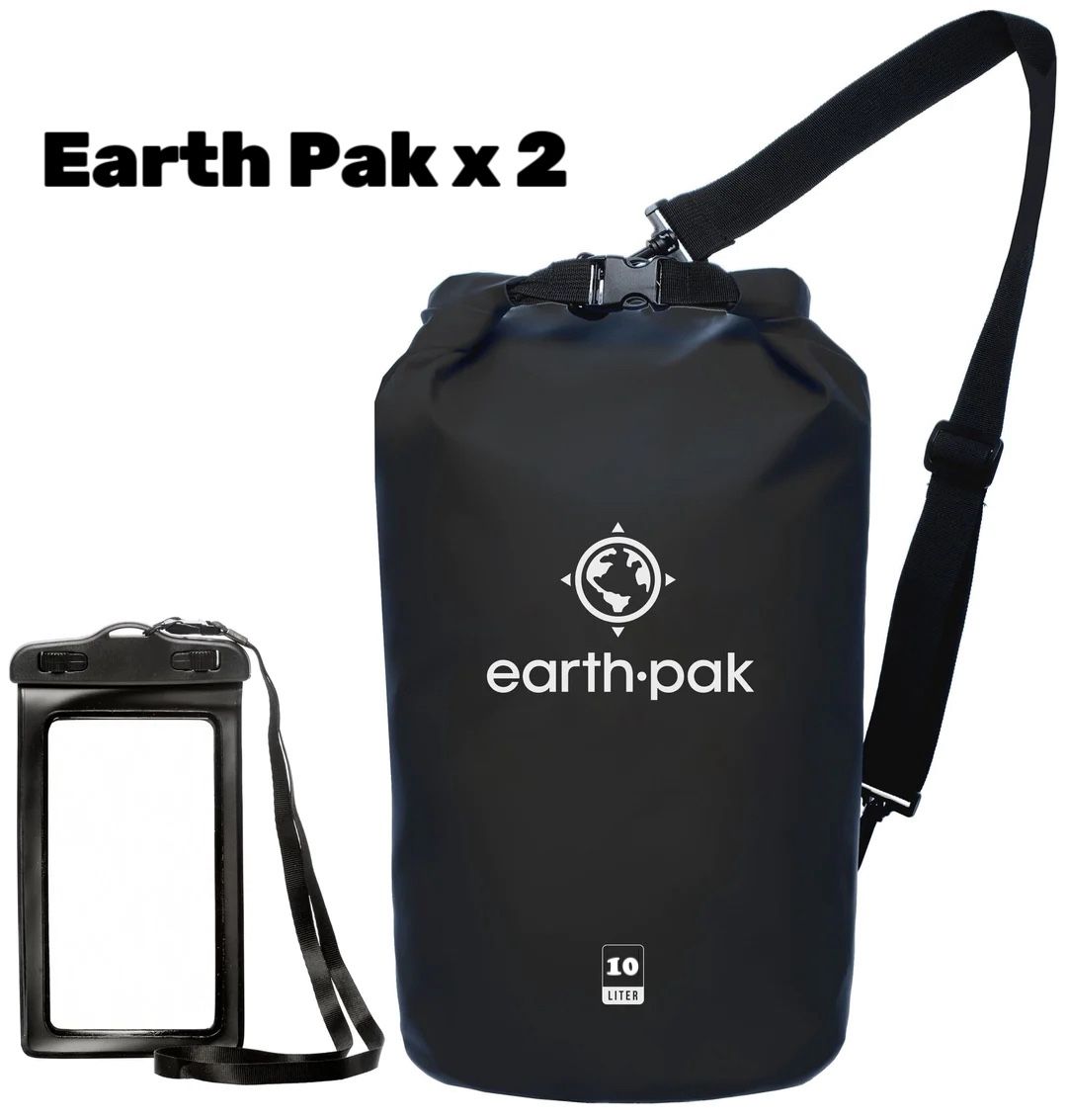 New 2-Pack 10 Liter Earth Pak Waterproof Dry Bag - Roll Top Waterproof Backpack Sack Keeps Gear Dry for Kayak with Waterproof Phone Case