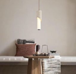 Yellow Travertine Pendant Light, 11.8" Wabi Sabi Pendant Light