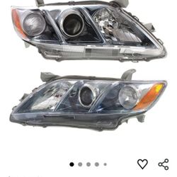 Headlight Assembly for Toyota Camry Hybrid 2007-2009, Driver and Passenger Side, Halogen, Without Bulbs, Sedan, Japan Built, 2007 Toyota Camry Headlig
