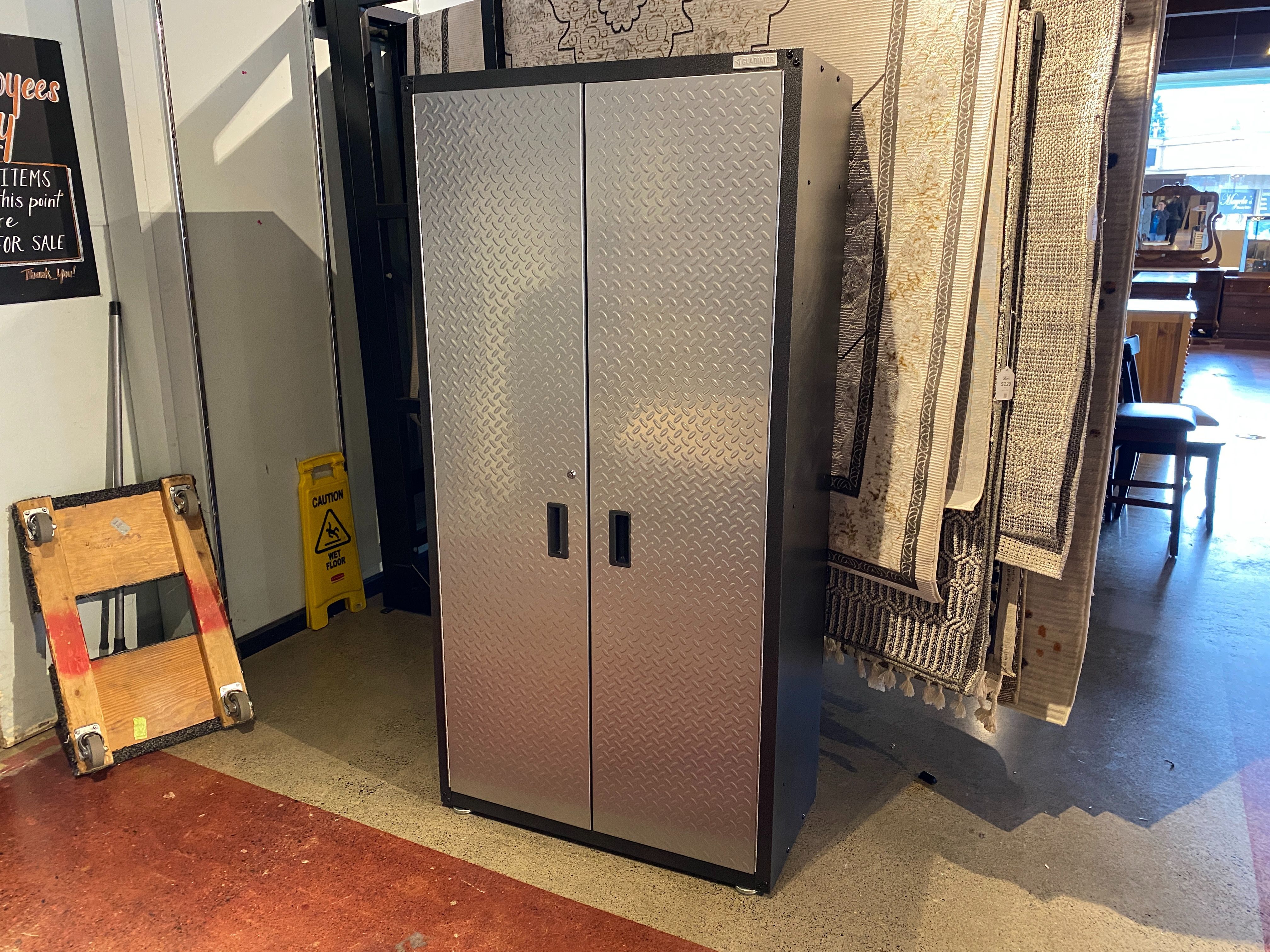 NEW! GLADIATOR Steel Freestanding Garage Cabinet in Silver Tread