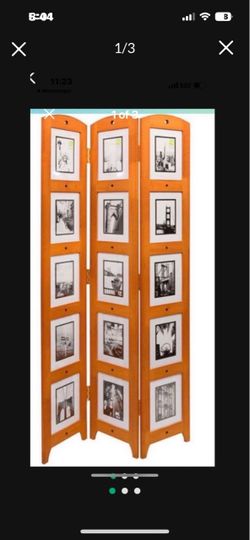 Beautiful Cherry Wood Picture Frame 3 Panel Room Divider - New