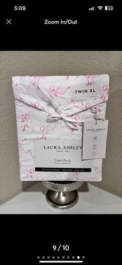 4 PIECES NIB LAURA ASHLEY SHABBY CHIC PINK BOWS DESIGN QUEEN SIZE SHEET SET