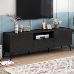 70” Black Modern TV / Media Stand w/ Storage [NEW IN BOX] **Retails for $459 ^Assembly Required^ 