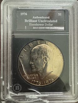 Eisenhower 1976 Dollar $1 Authenticated Brilliant Uncirculated  BA17-00040-029