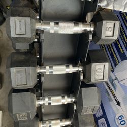 Very Nice Looking Set Of Dumbbells 5-30 Lb Pairs With Nice Rack