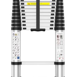 Ladder,12.5 FT Extension Ladder, Heavy Duty 330lbs Max Capacity, Multi-Purpose Collapsible Ladder for RV or Outdoor Work Black