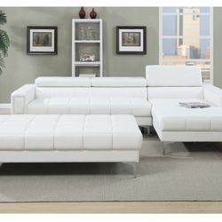 White Sectional Sofa - Ottoman Sold Separate 