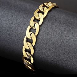 men boy Gold thick chain link statement BRACELET  