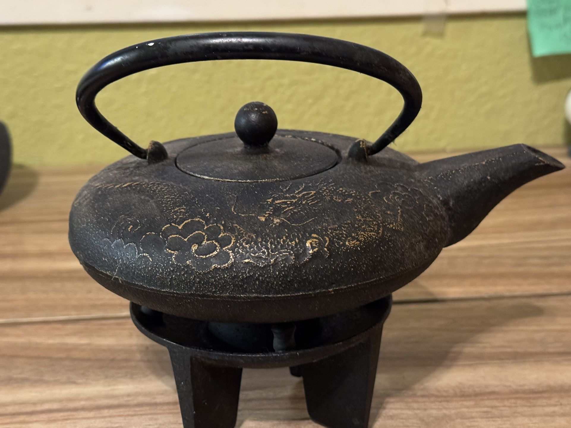 Vintage Asian Teavana Cast Iron Teapot Made in Japan Risen Dragon Design