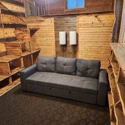 Gently Used Modern Charcoal Grey Sleeper Sofa / Pull-Out Bed