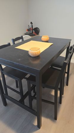 IKEA HÄGERNÄS Black Bar Height Dining Table with 4 Chairs
