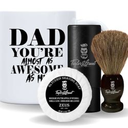 Quality Luxury Men's Grooming Kit. Includes Premium Shaving Brush, Glycerin Shaving Soap, Plus a Dad You're Almost as Awesome as Me Mug from Taylor & 
