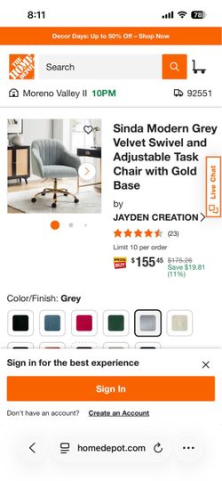 Velvet grey swivel office desk chair