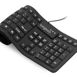 Foldable Silicone USB Wired Standard Waterproof Rollup Keyboard