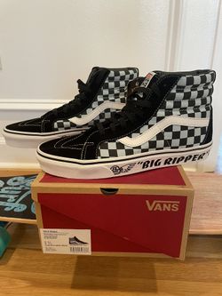 SE Racing Bikes x VANS Sk8-Hi Reissue Big Ripper - Black Checkerboard Sneakers.