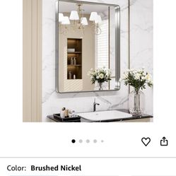 LOAAO 32”x36” Brushed Nickel Bathroom Mirror 