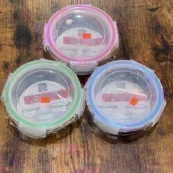 $3 EACH - NEW Home Restaurant Kitchen 6”D x 3”H Circle Glassware Storage Container with SILICONE SEAL & LOCKING LID 570ml