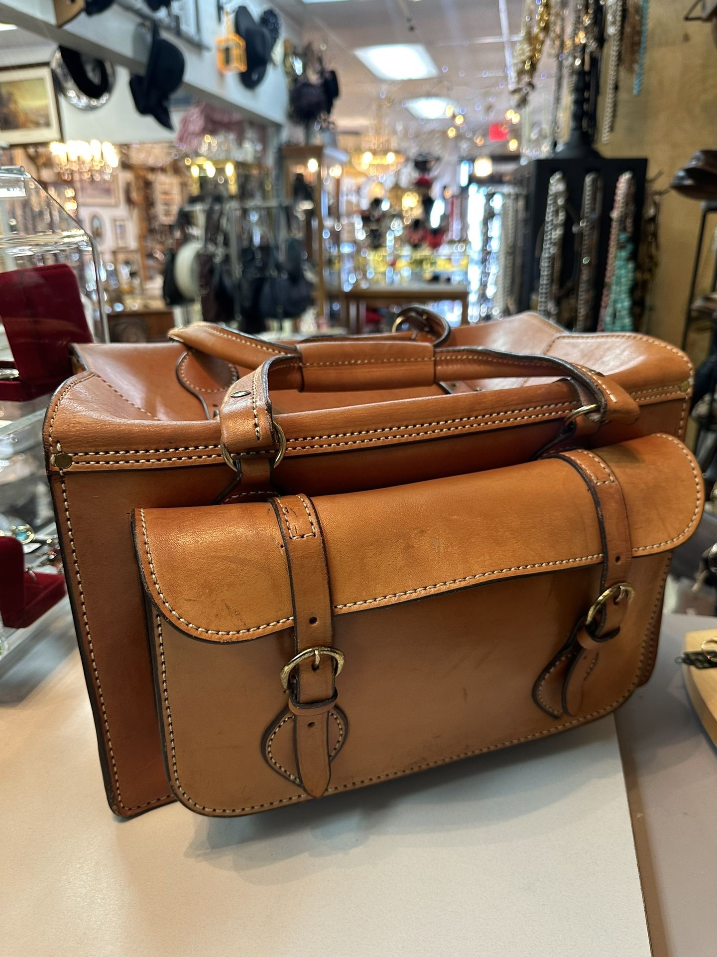 TRIPLE K Camel Brown Leather Saddlebag Briefcase Messenger Range Bag Made USA