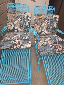 2 Expensvie iron Lounge chairs Rock up and down Vintage good condition