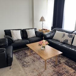 Leather Couch/ Living room set (coffe tabel and rug included )