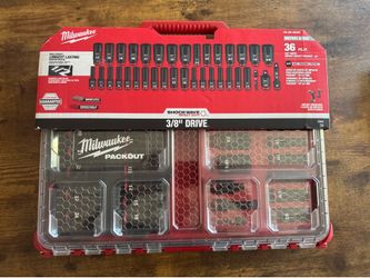 Brand New Milwaukee 3/8" Drive SAE & Metric Socket Set with PACKOUT Case 36pc