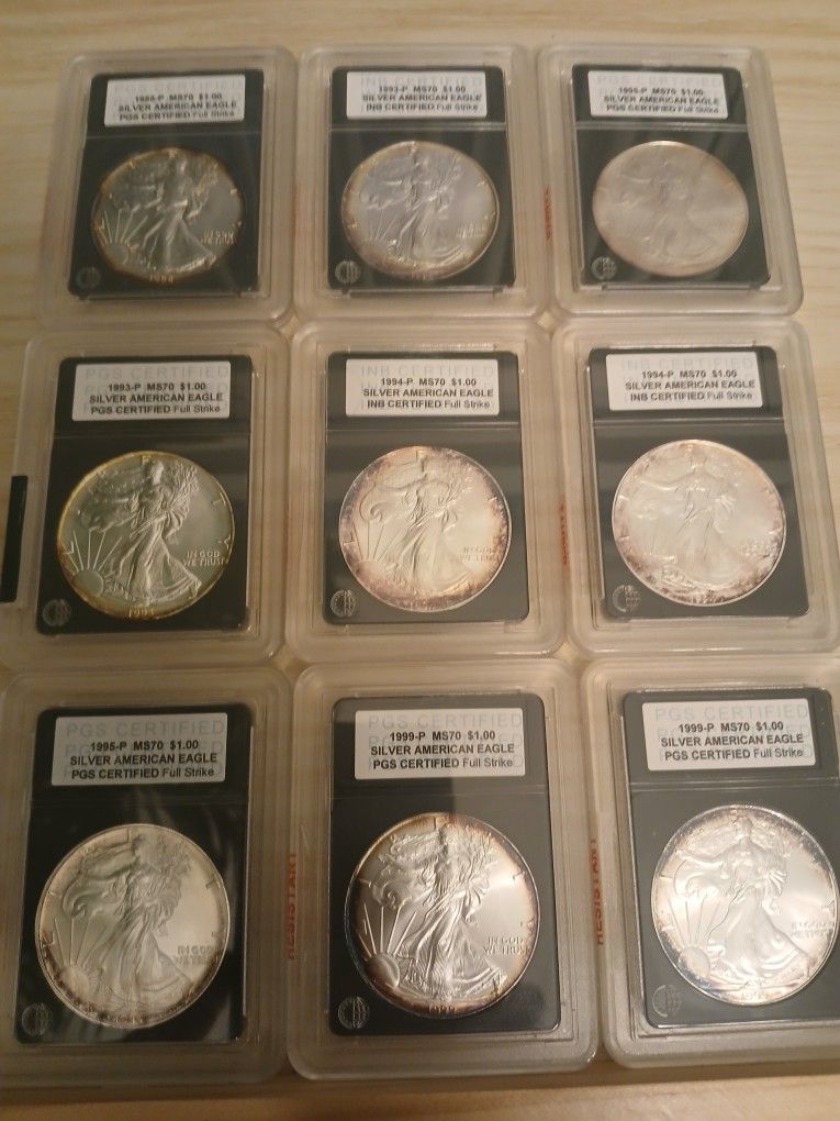 NINE MS70 Assorted AMERICAN EAGLES