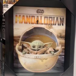 Star Wars The Mandalorian Grogu 3D Shadow Box 10”x12" Wall Art 