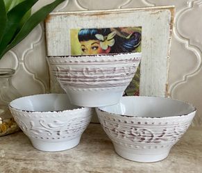 🟡 THREE BOWLS BY ELAMA IN THE PATTERN MALIBU SAND 🟡