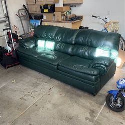 Green Leather Sofa Hide-a-bed