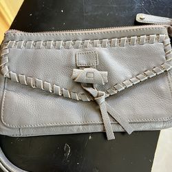 Lucky Brand Gray Leather Chimayo Wristlet